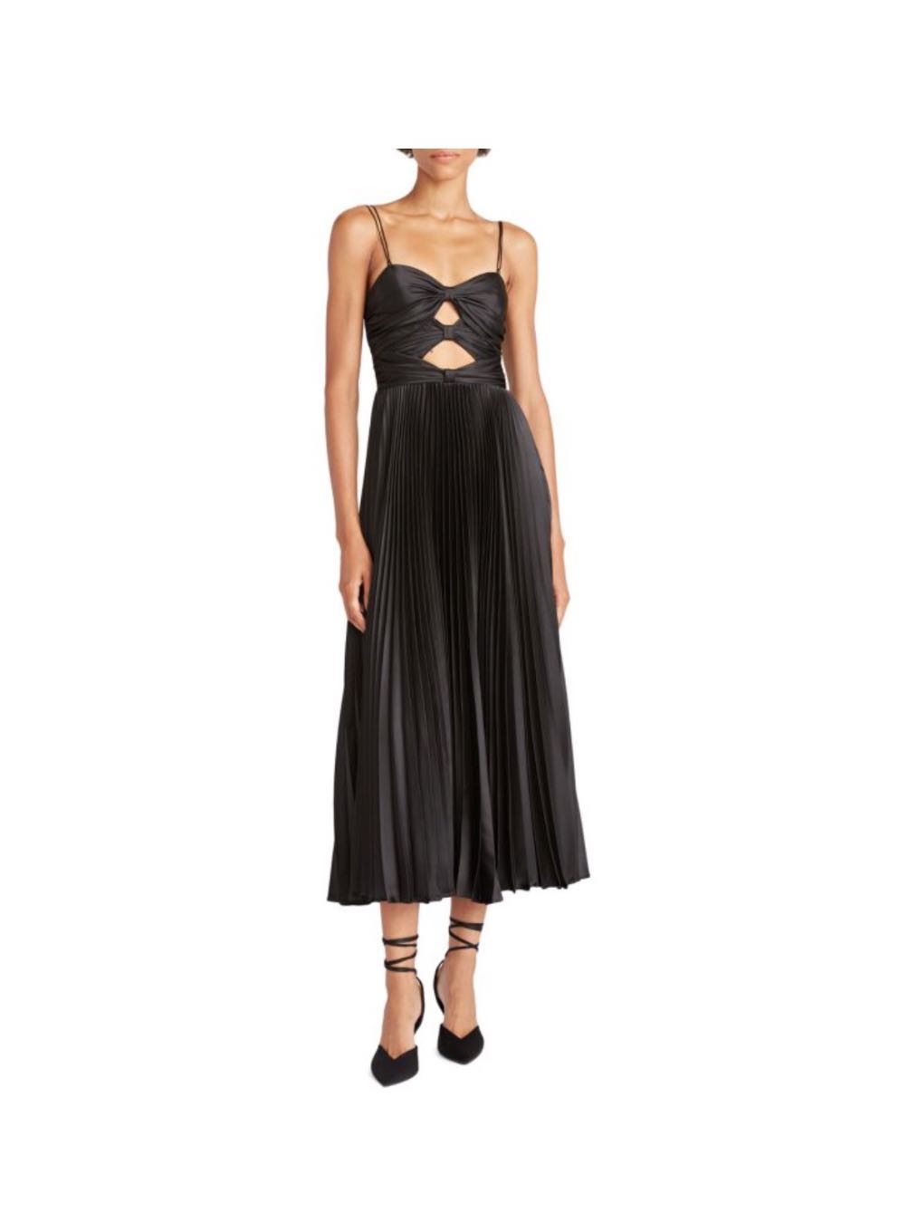 Amur Afra Cut Out Pleated Midi Dress