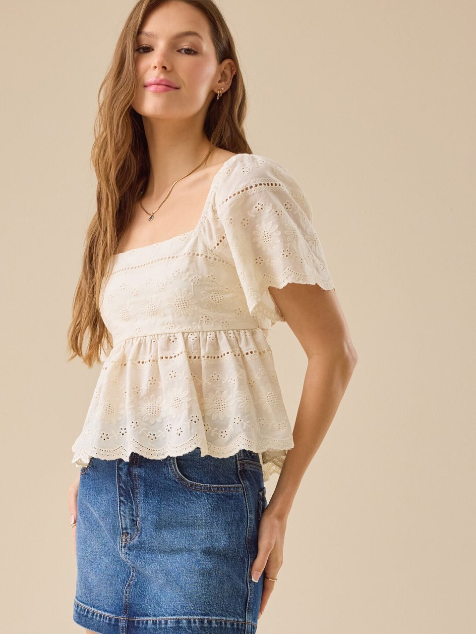 Corey Tie Back Embroidered Top