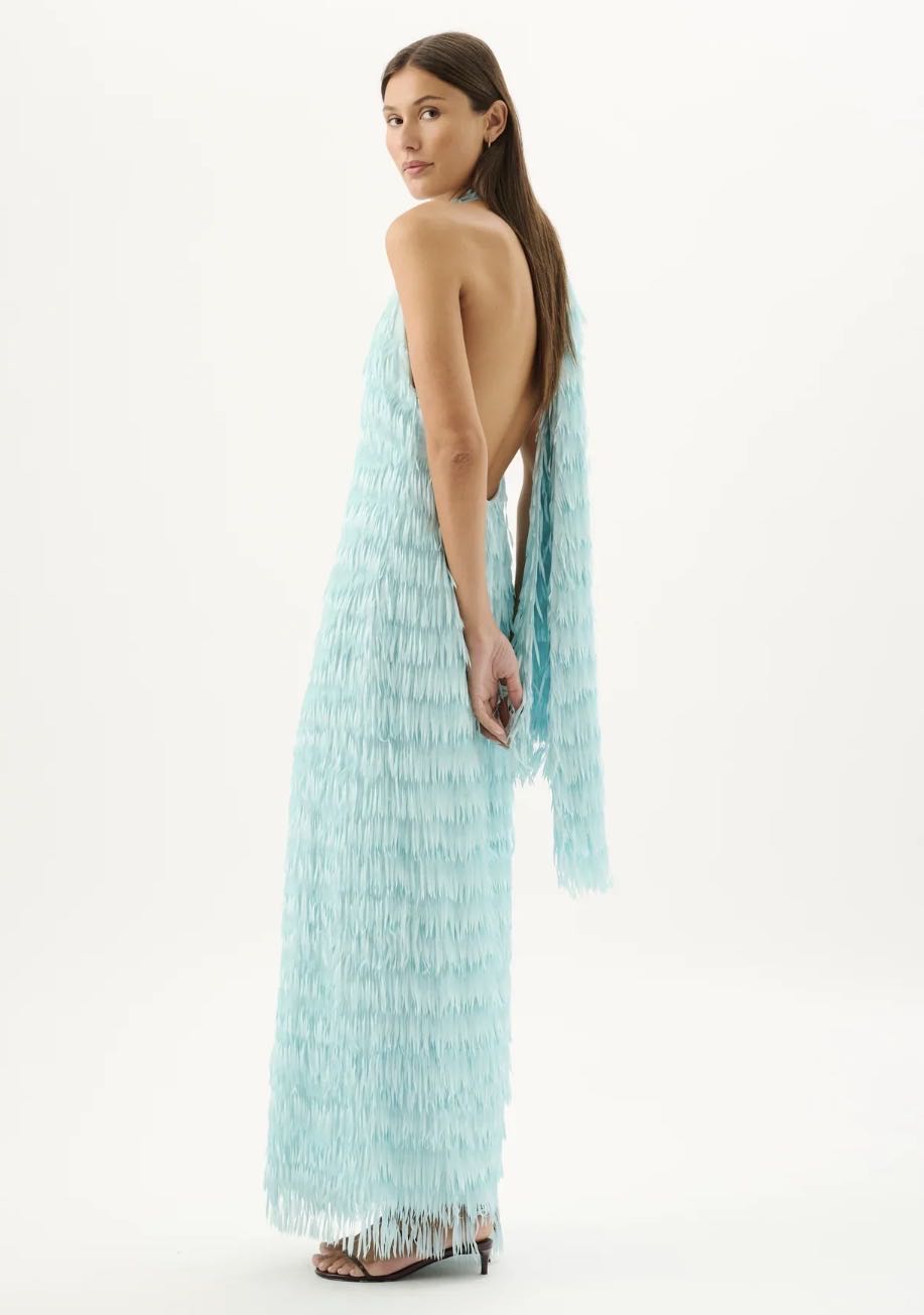 Teal fringe dress