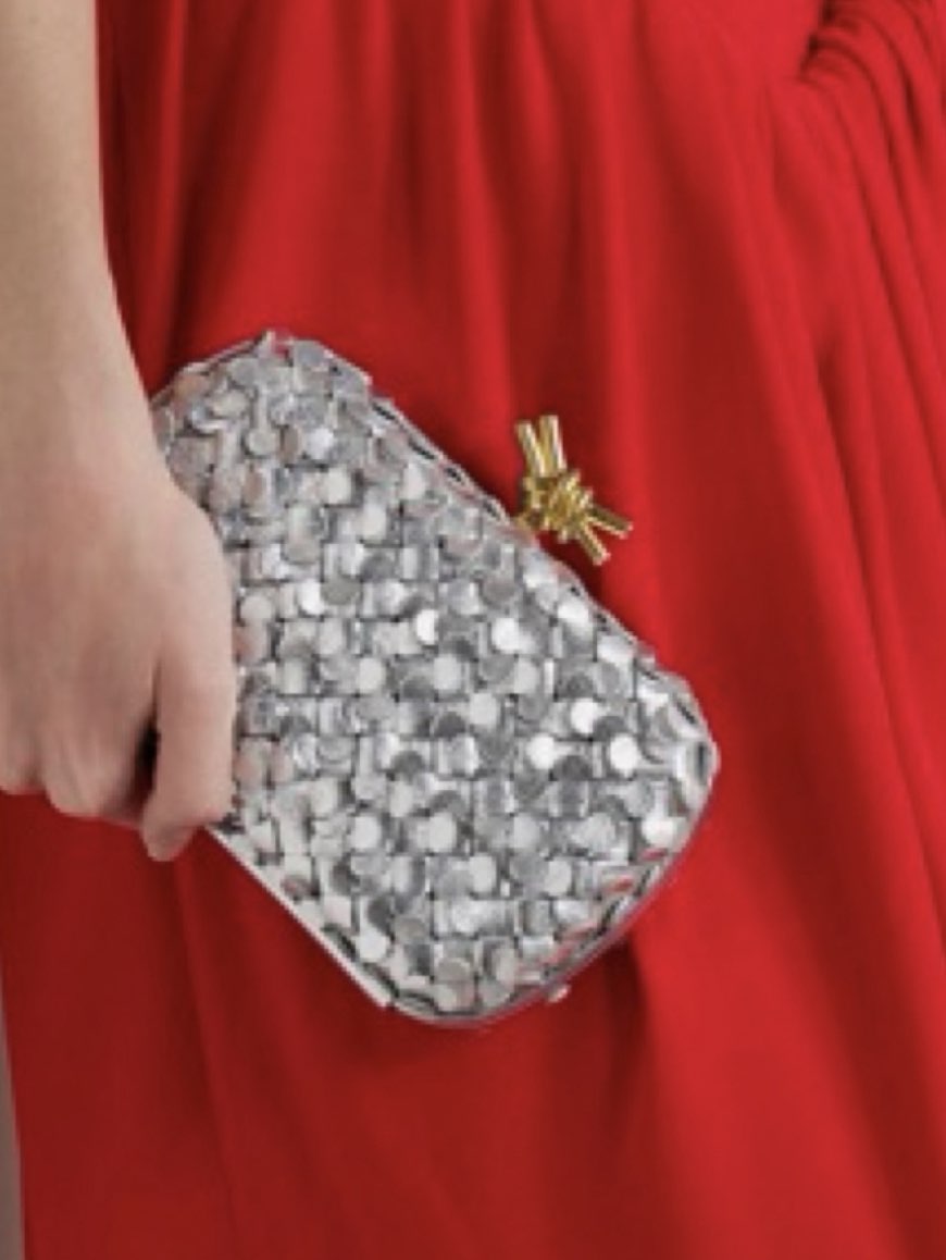 Silver Sequin Knot Clutch Bag