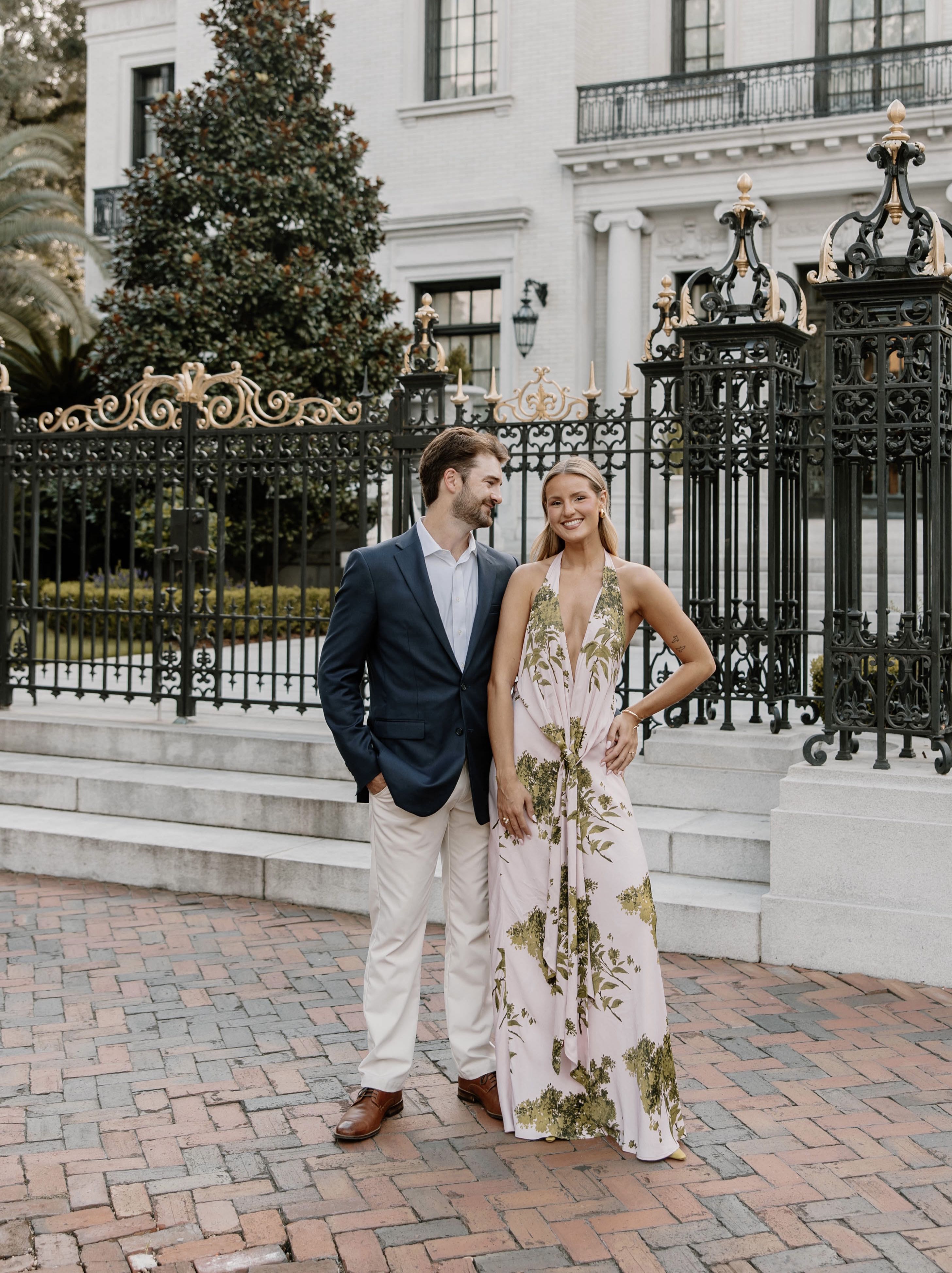 Pink & Green Floral Formal Dress