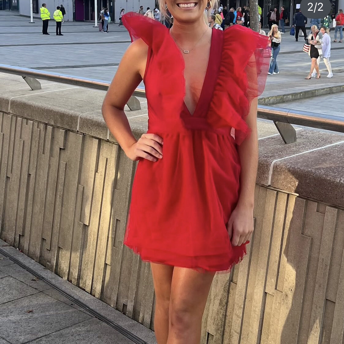 Red Ruffle Tulle Mini Dress
