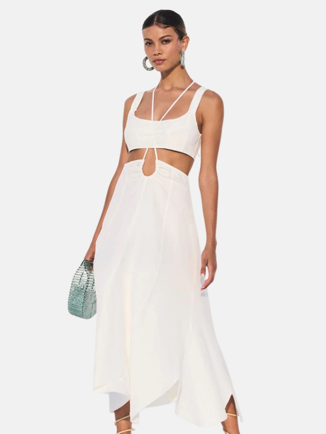 White Cutout Midi Dress