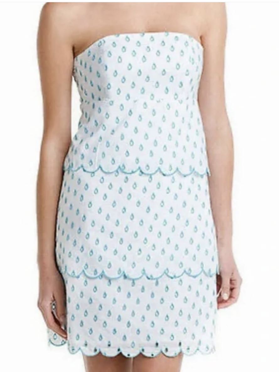 Strapless scallop dress with tie back