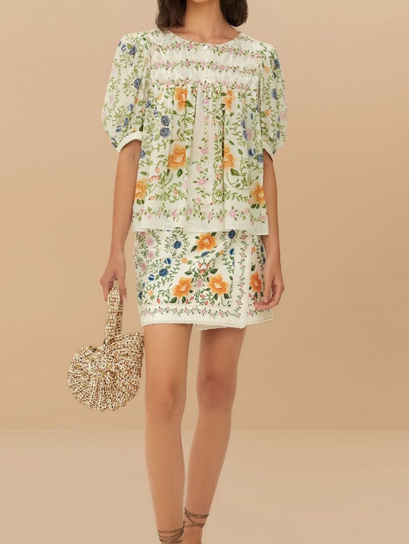 Farm Rio patterned skirt