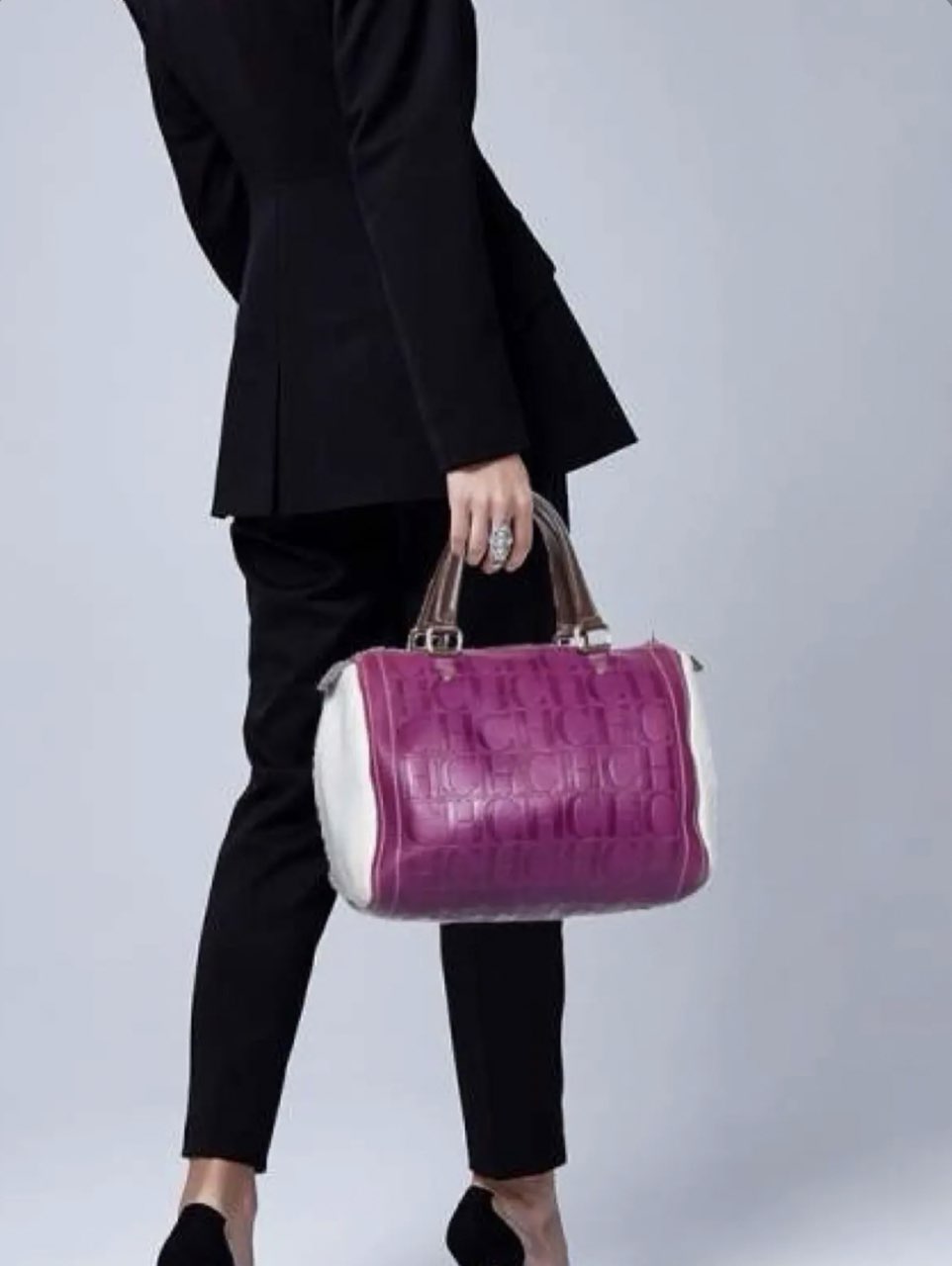 Magenta Embossed Designer Handbag
