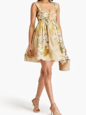 Cream Floral Mini Dress