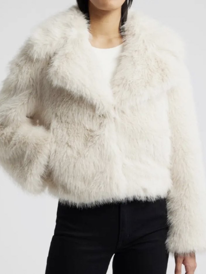 Cream Faux Fur Cropped Jacket