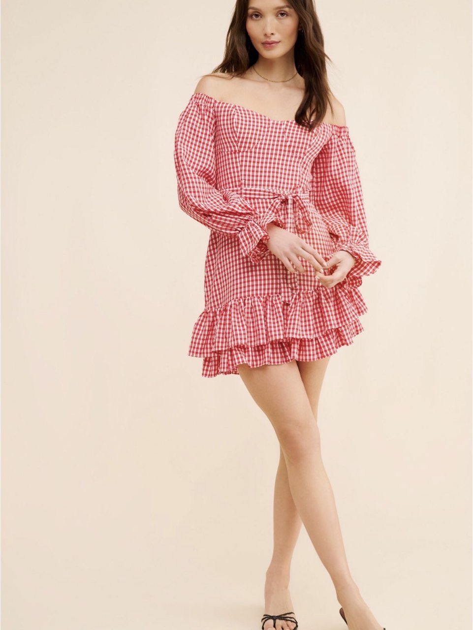Anthropologie gingham ruffle dress
