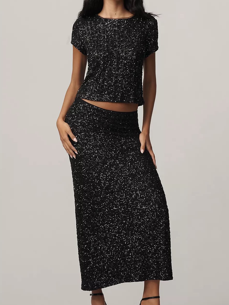 Black Sequin Two-Piece Set