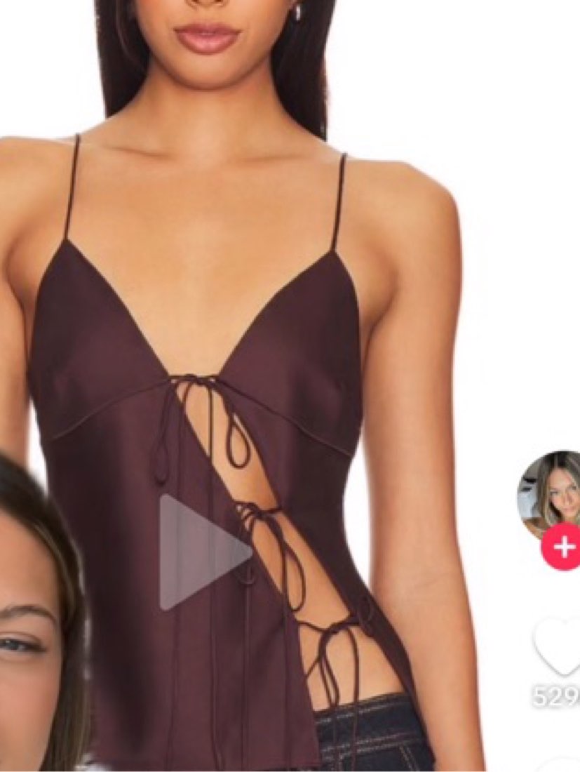 Brown Satin Tie-Front Cami Top