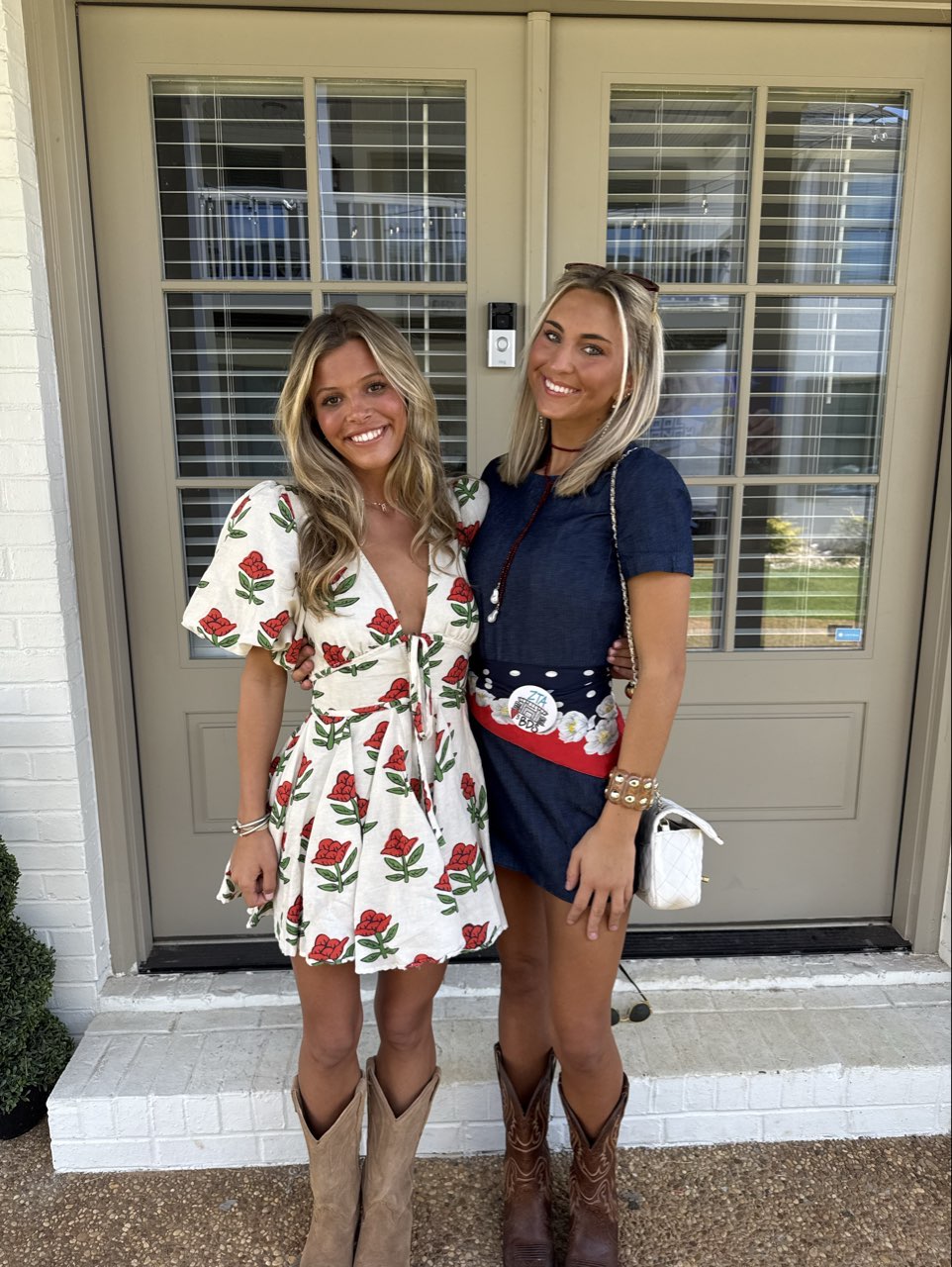 Cream Floral Puff Sleeve Mini Dress