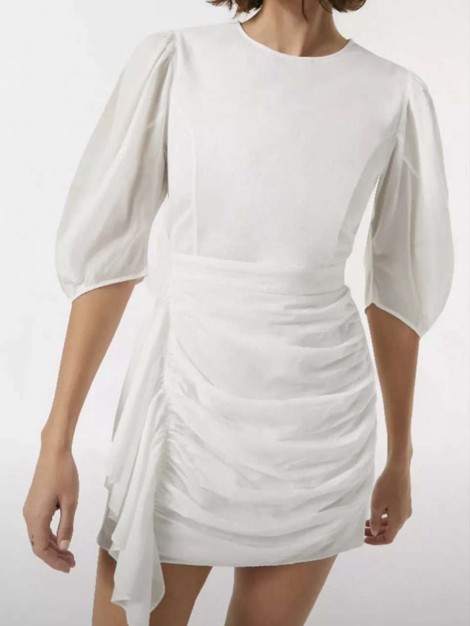 White Puff Sleeve Mini Dress