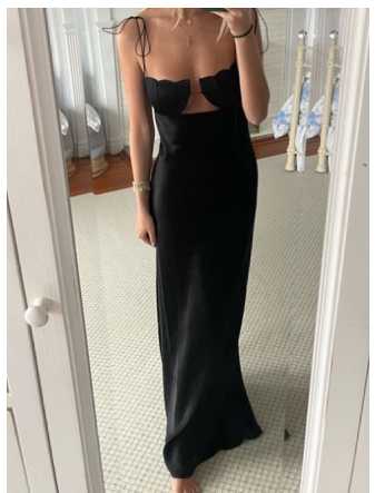 Black Cut-Out Scalloped Maxi Dress