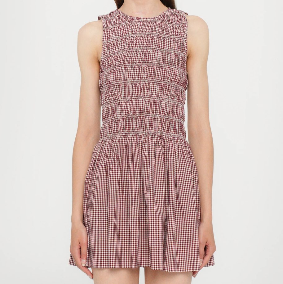 Faithfull the brand Red Gingham Smocked Mini Dress