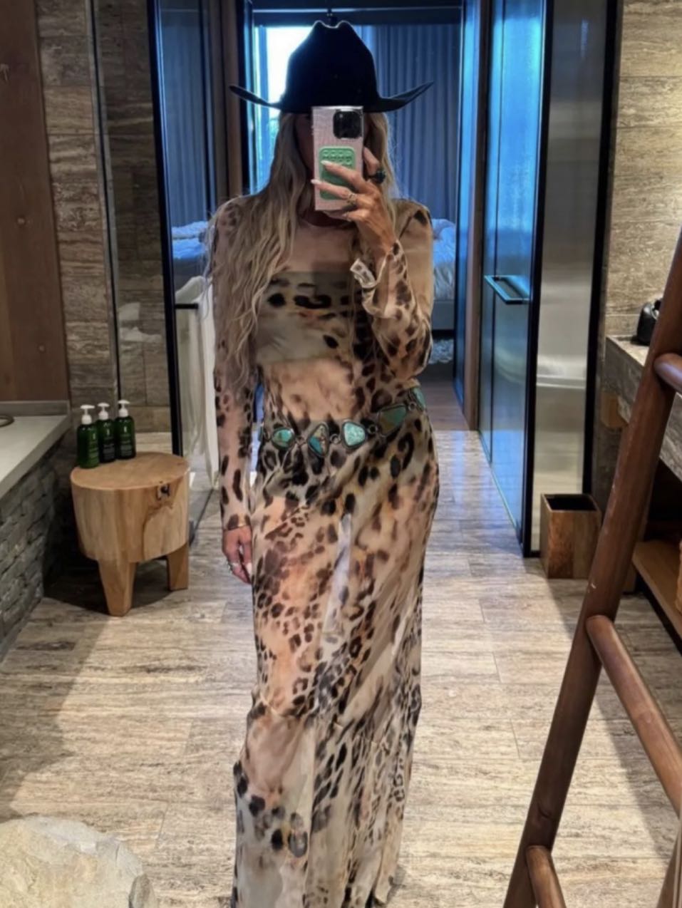 Animal Print Long Sleeve Dress