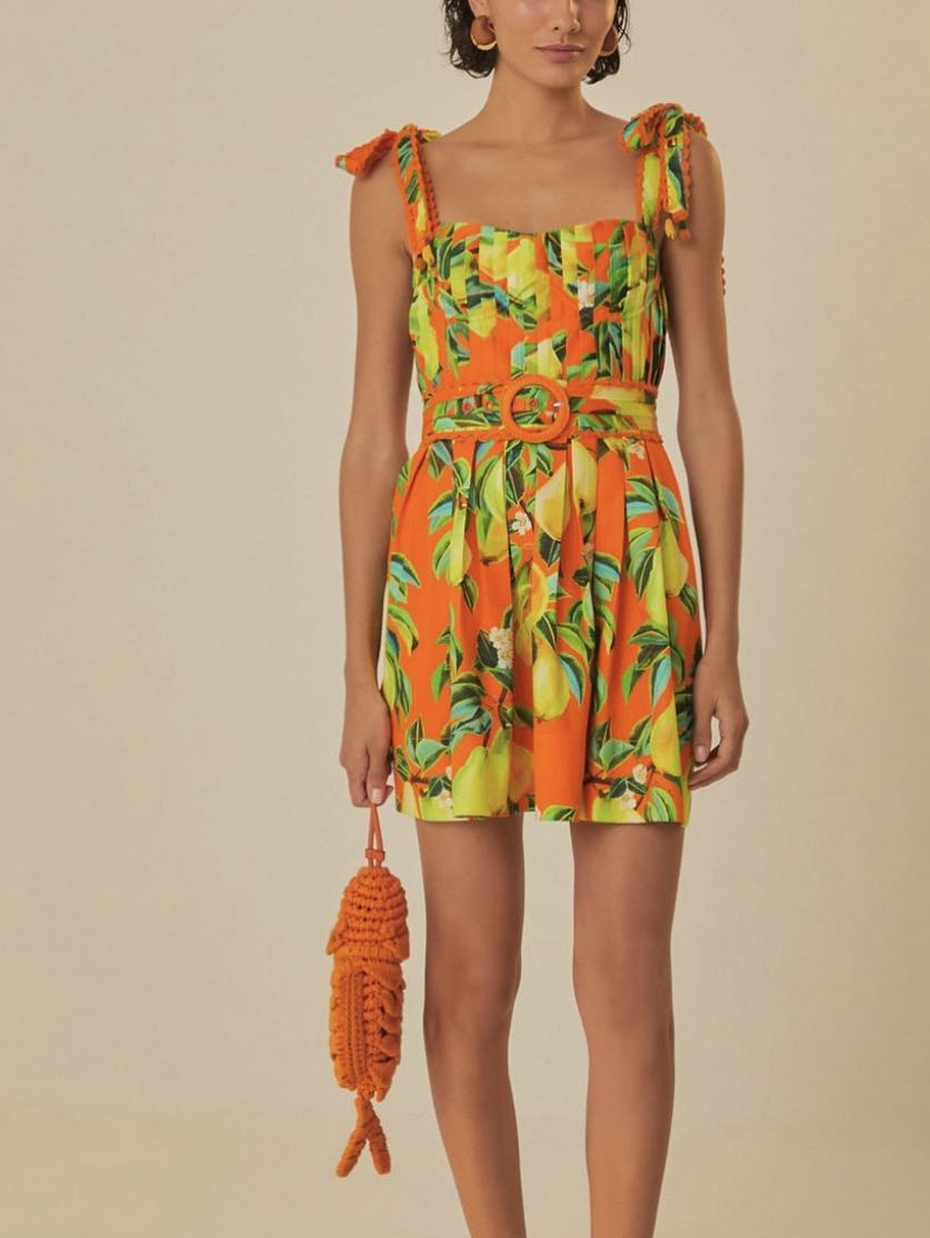 Farm Rio Orange chic Pears mini dress