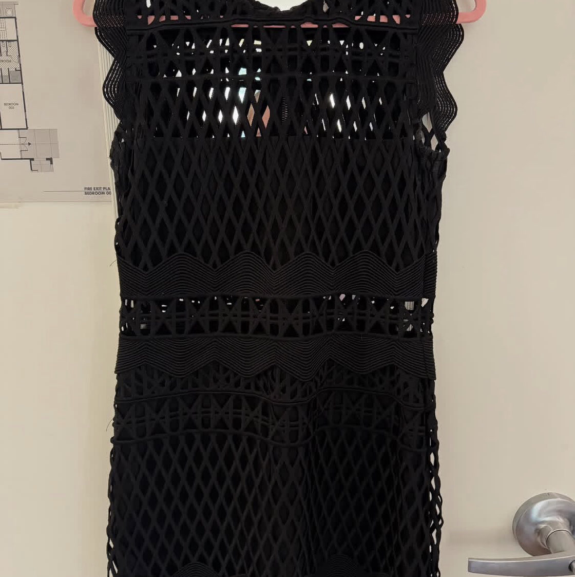Black Lattice Mesh Mini Dress