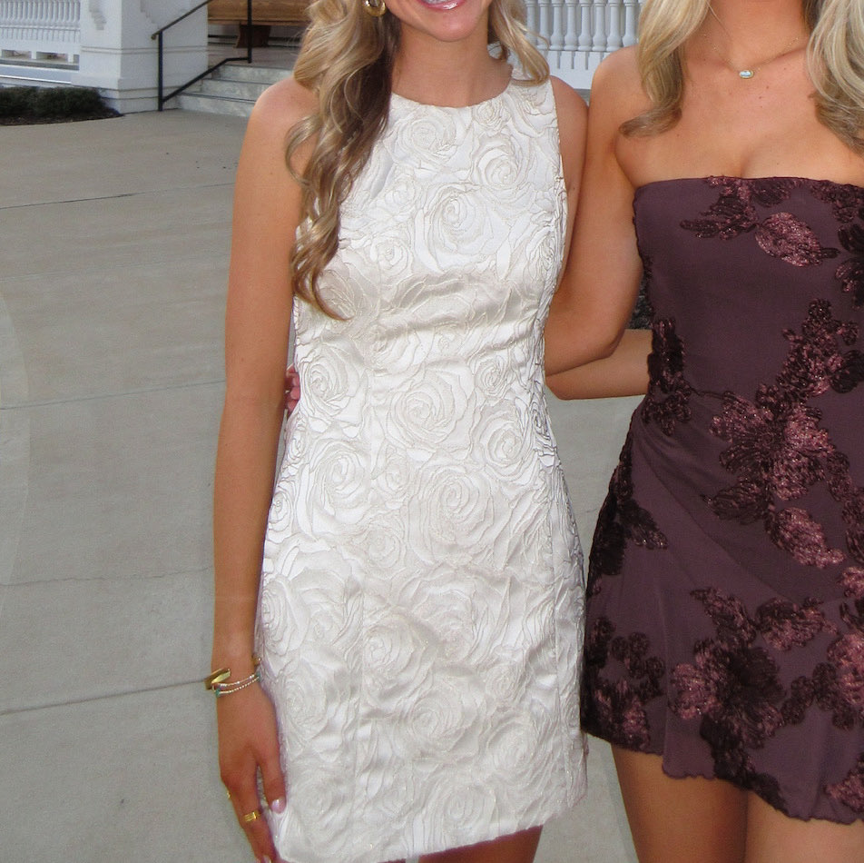 Cream floral dress with open bow back