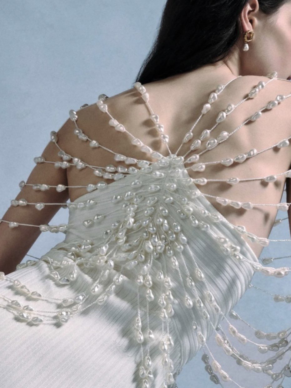 Ivory Pearl Embellished Mini Dress