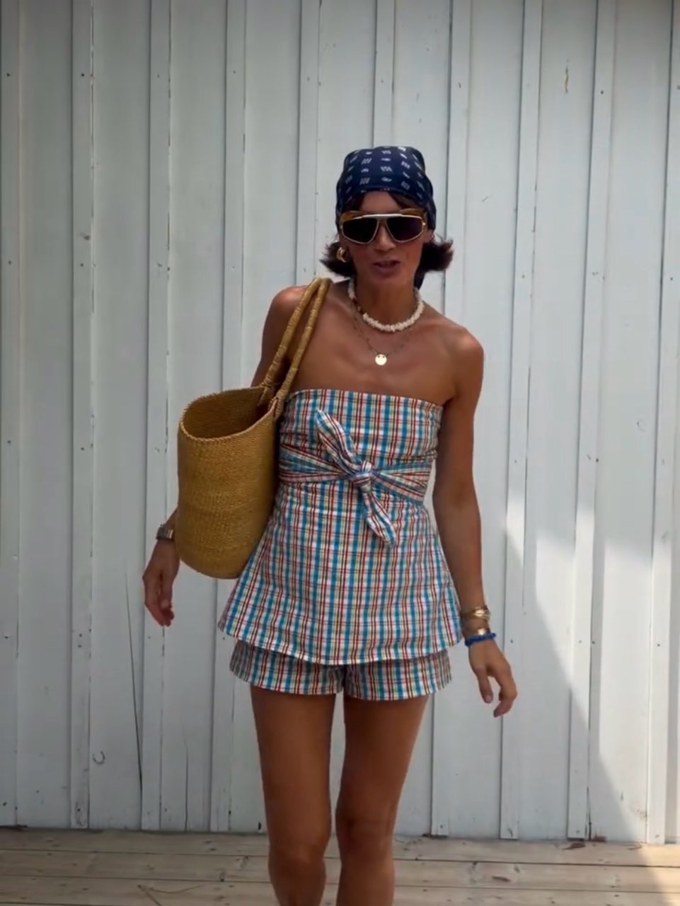 Plaid Strapless Romper