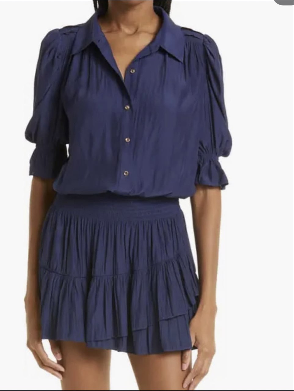 Navy Ruffled Mini Dress