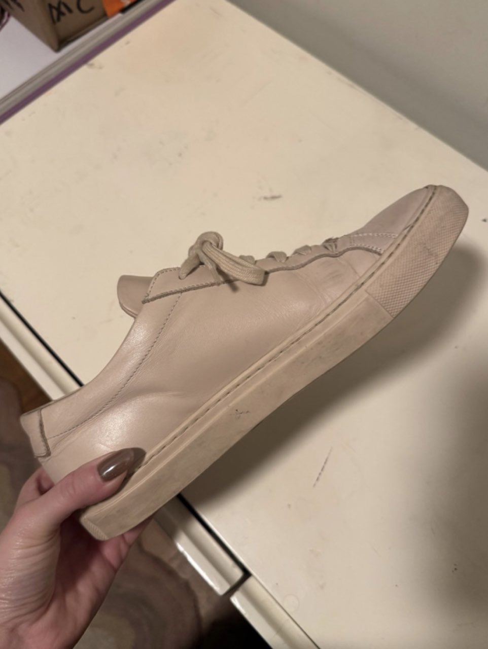 Blush Pink Leather Low-Top Sneakers