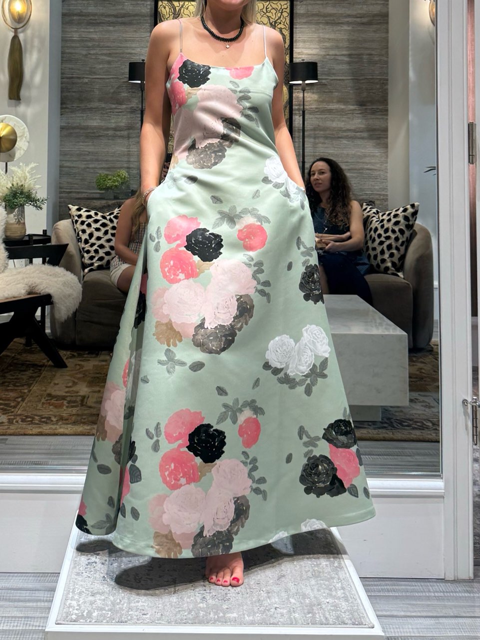 Mint Green Floral Maxi Slip Dress