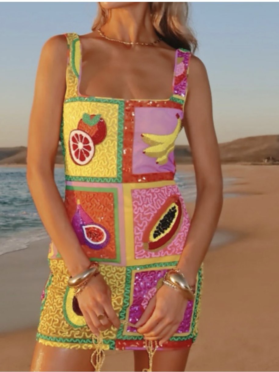 Embellished Fruit Sequin Mini Dress