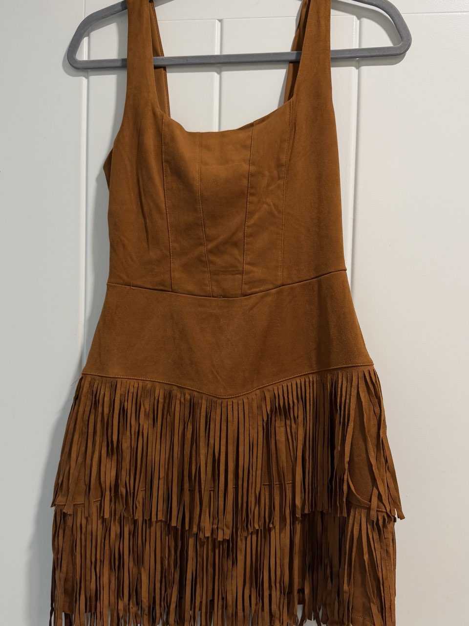 Faux Suede Fringe Mini Dress