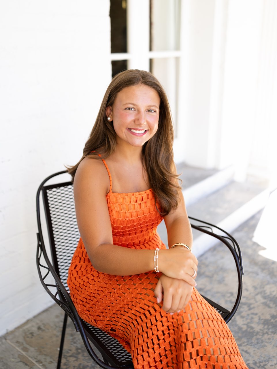 Orange Woven Midi Dress