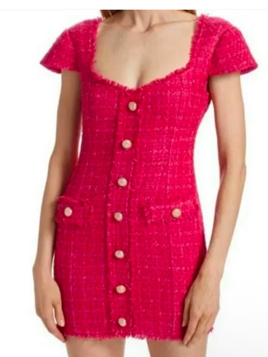 pink tweed mini dress