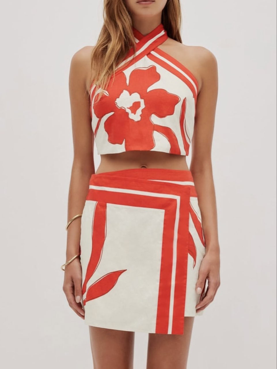 Floral Crop Top and Mini Skirt Set