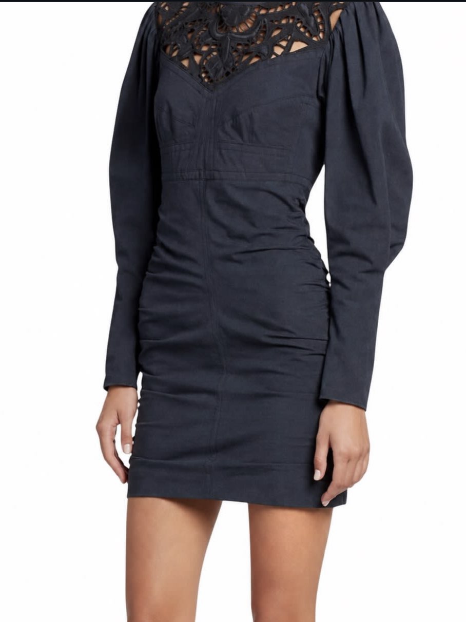 Black Lace Yoke Mini Dress