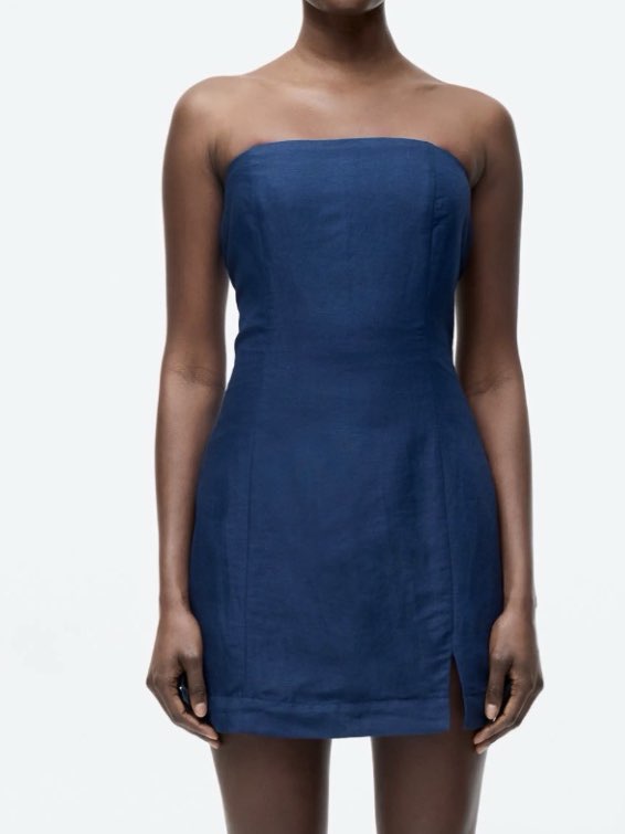 Navy Strapless Mini Dress