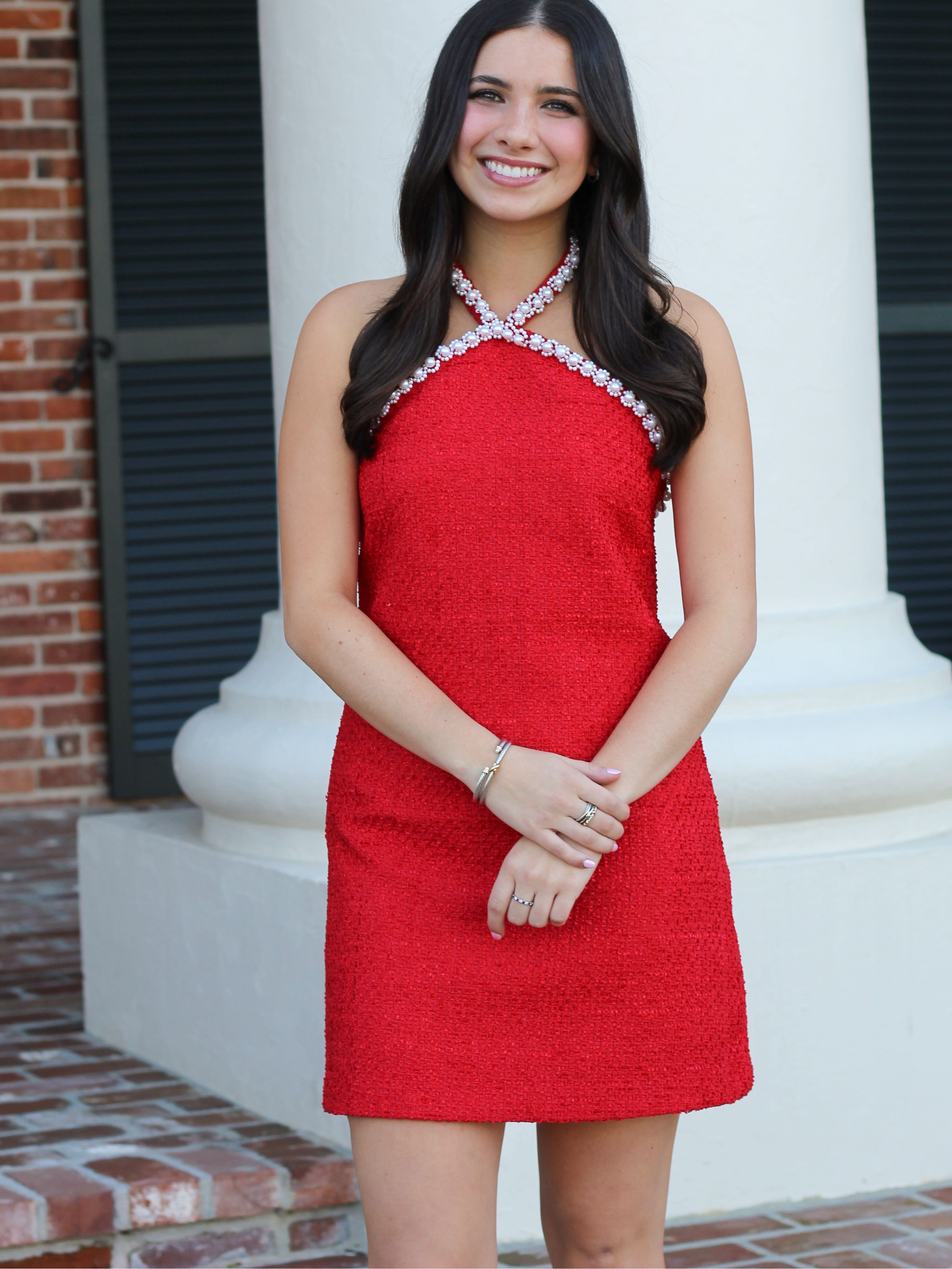 Pearl/tweed mini dress