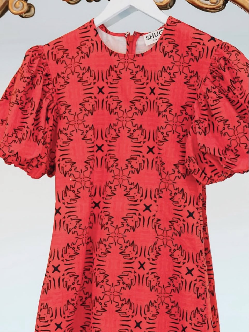 Red Puff Sleeve Mini Dress