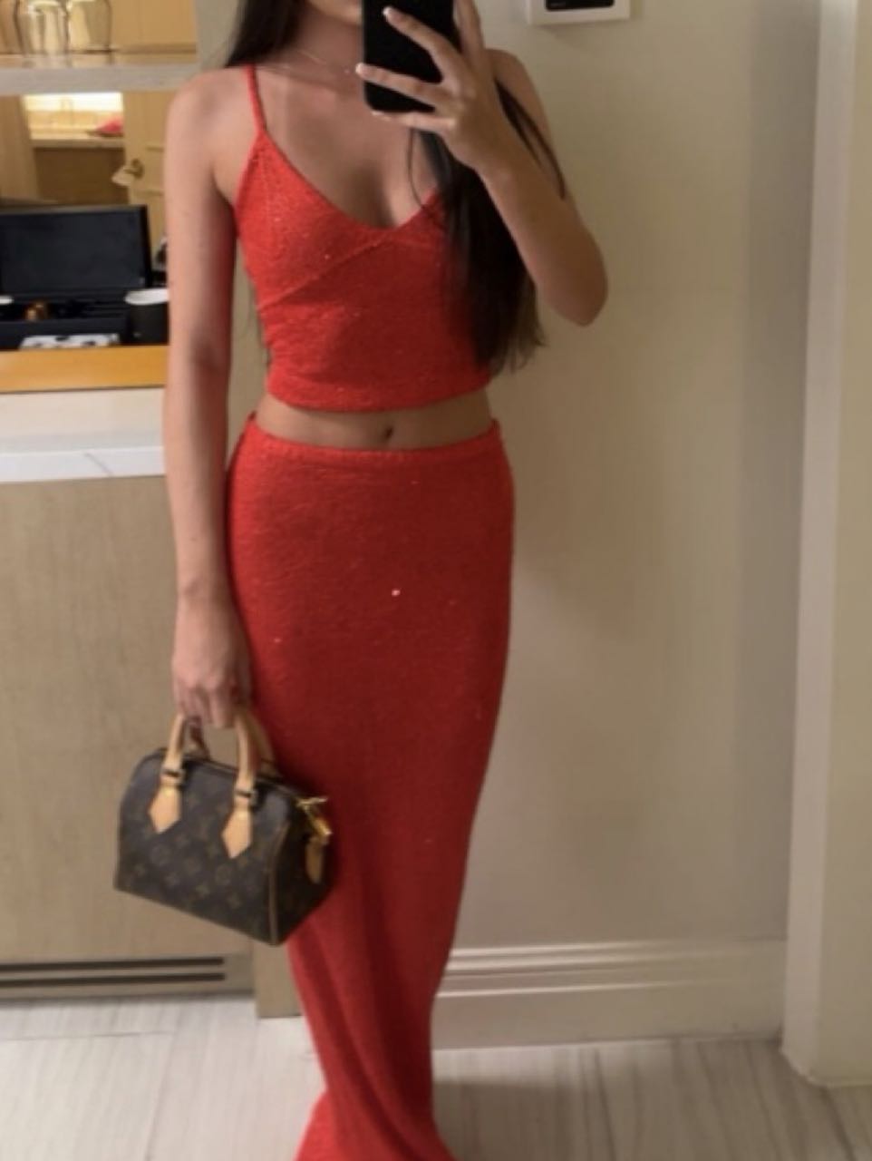 Red Knit Two-Piece Set