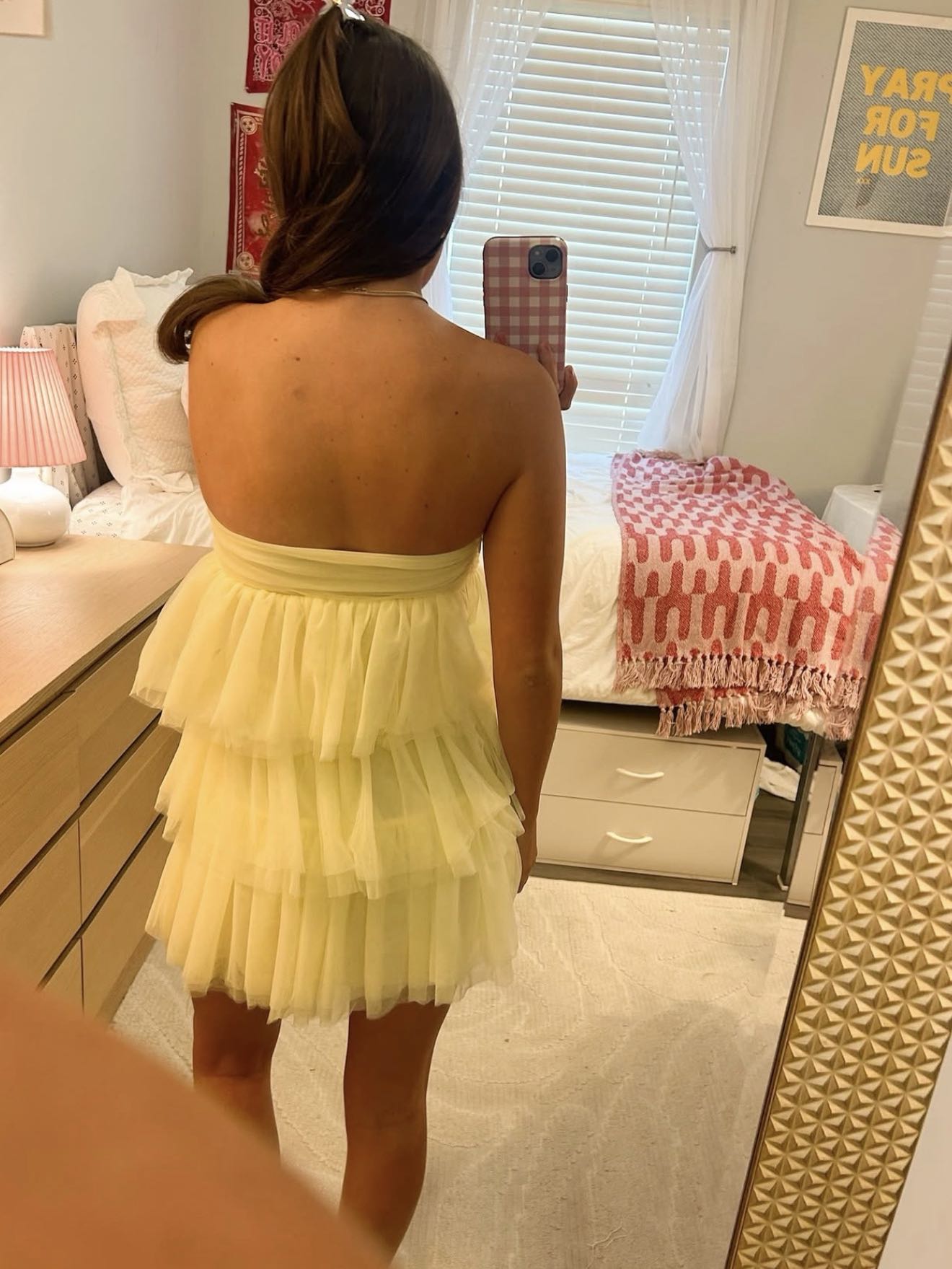 Yellow ruffle tulle dress