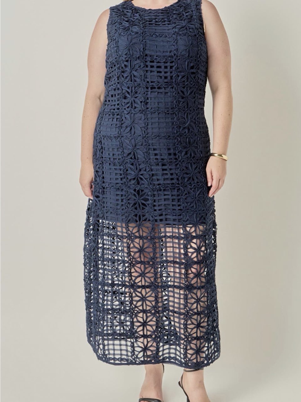 Navy Cut-Out Midi Dress