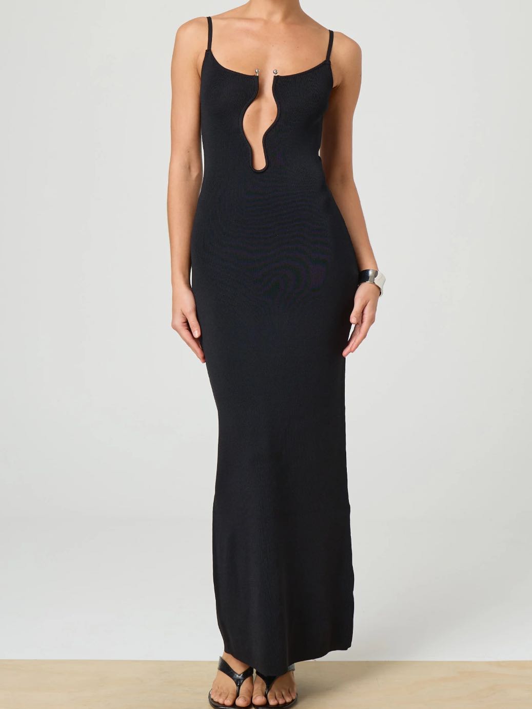 Cut out knit black dress