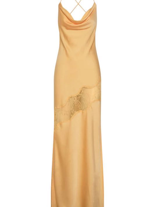 Satin Lace Maxi Dress