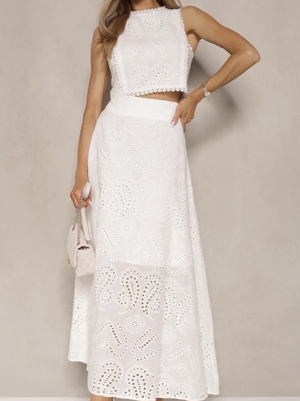 White Maxi Skirt Set
