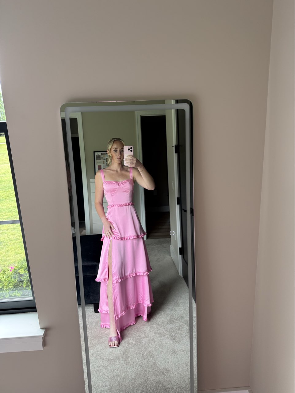 Hot Pink Tiered Ruffle Maxi Dress