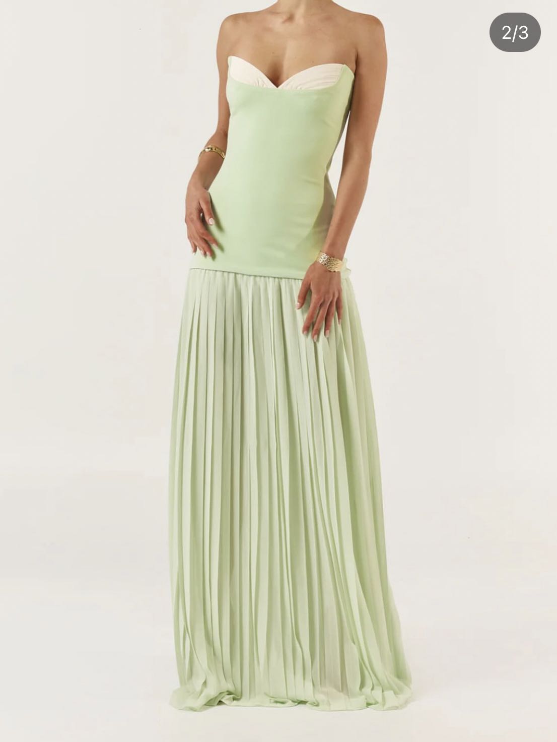 Strapless Pleated Maxi Dress