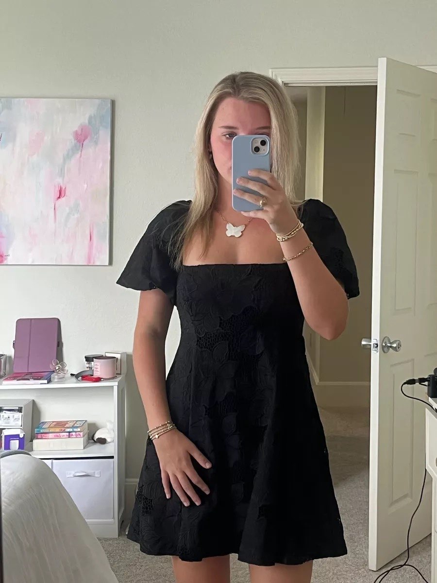 Black Textured Mini Dress