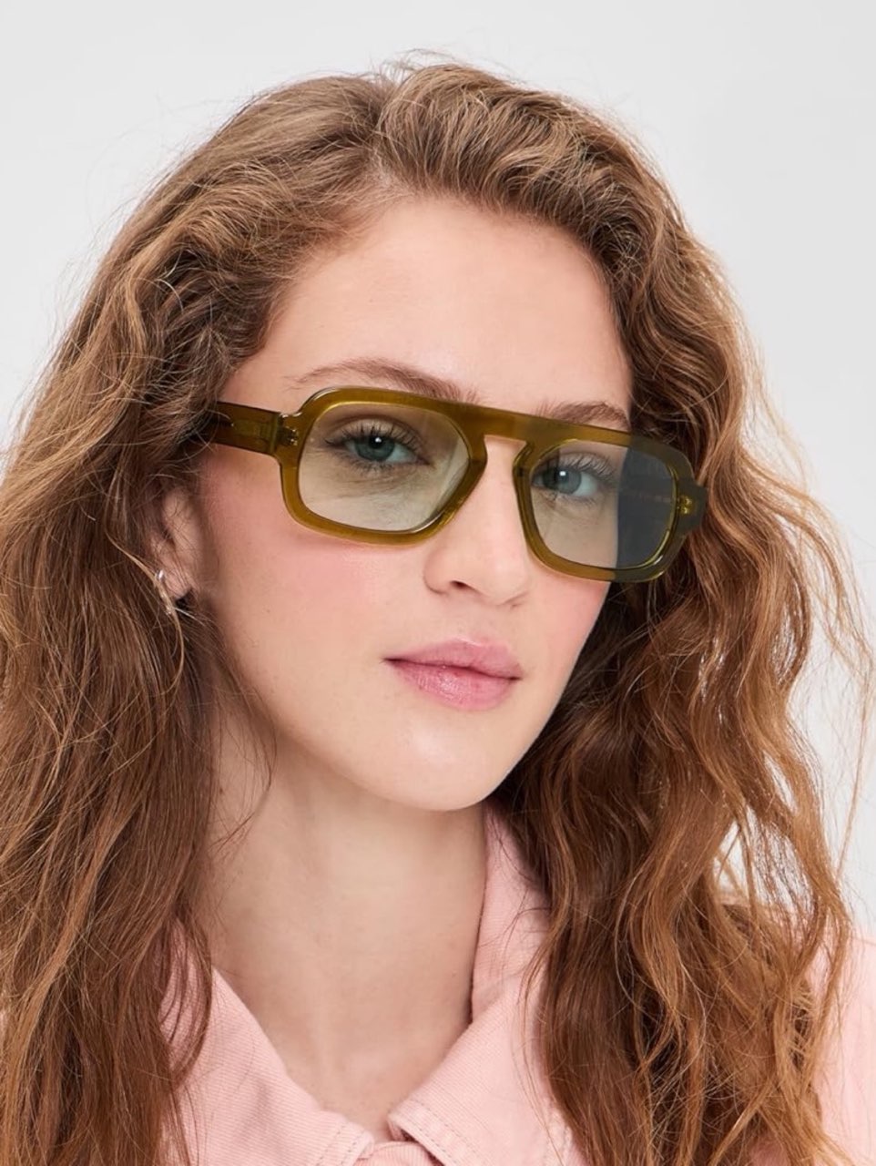 Olive Green Rectangular Aviator Sunglasses