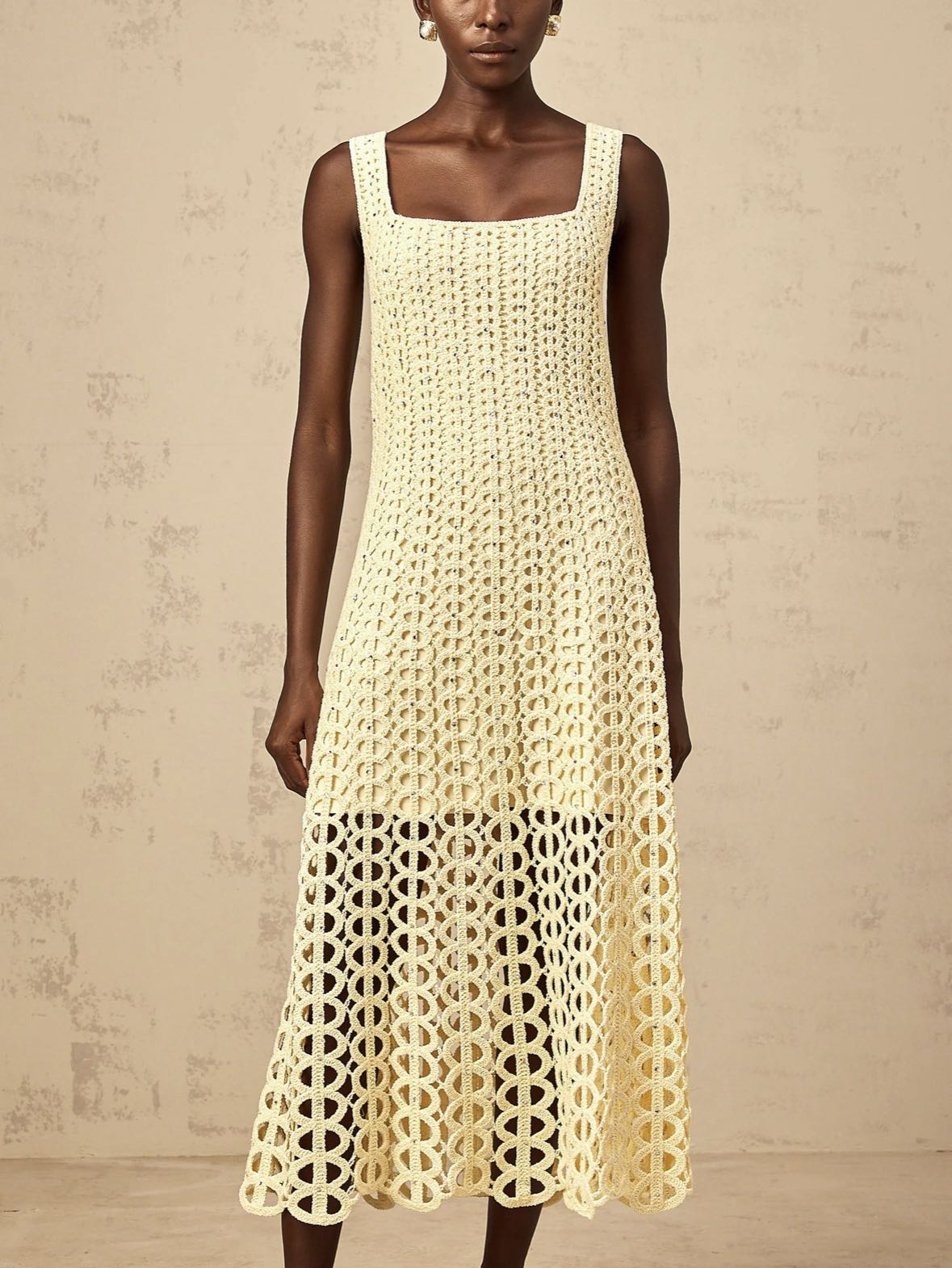 Embellished Open Knit Midi