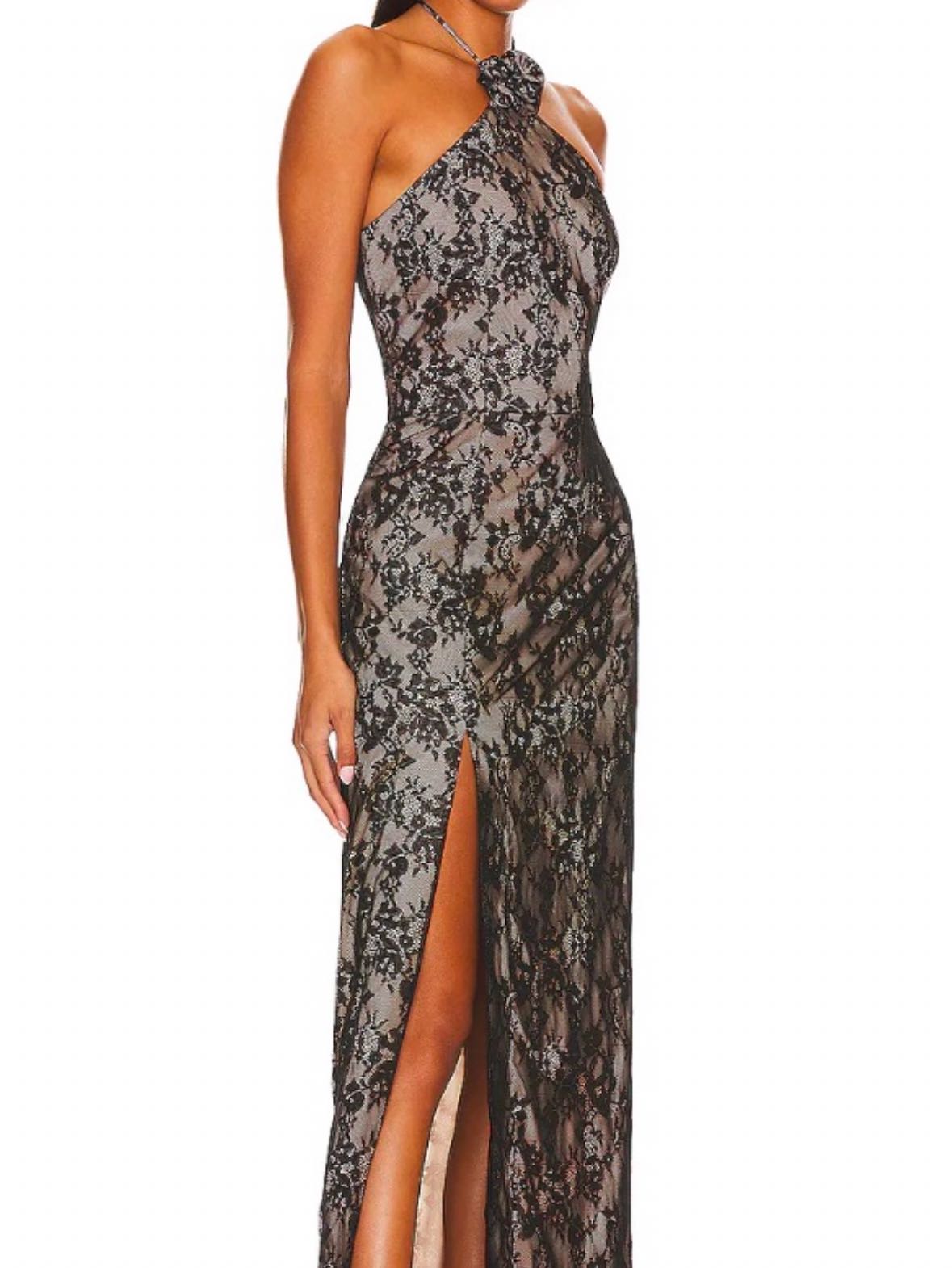 Lace maxi halter neck dress