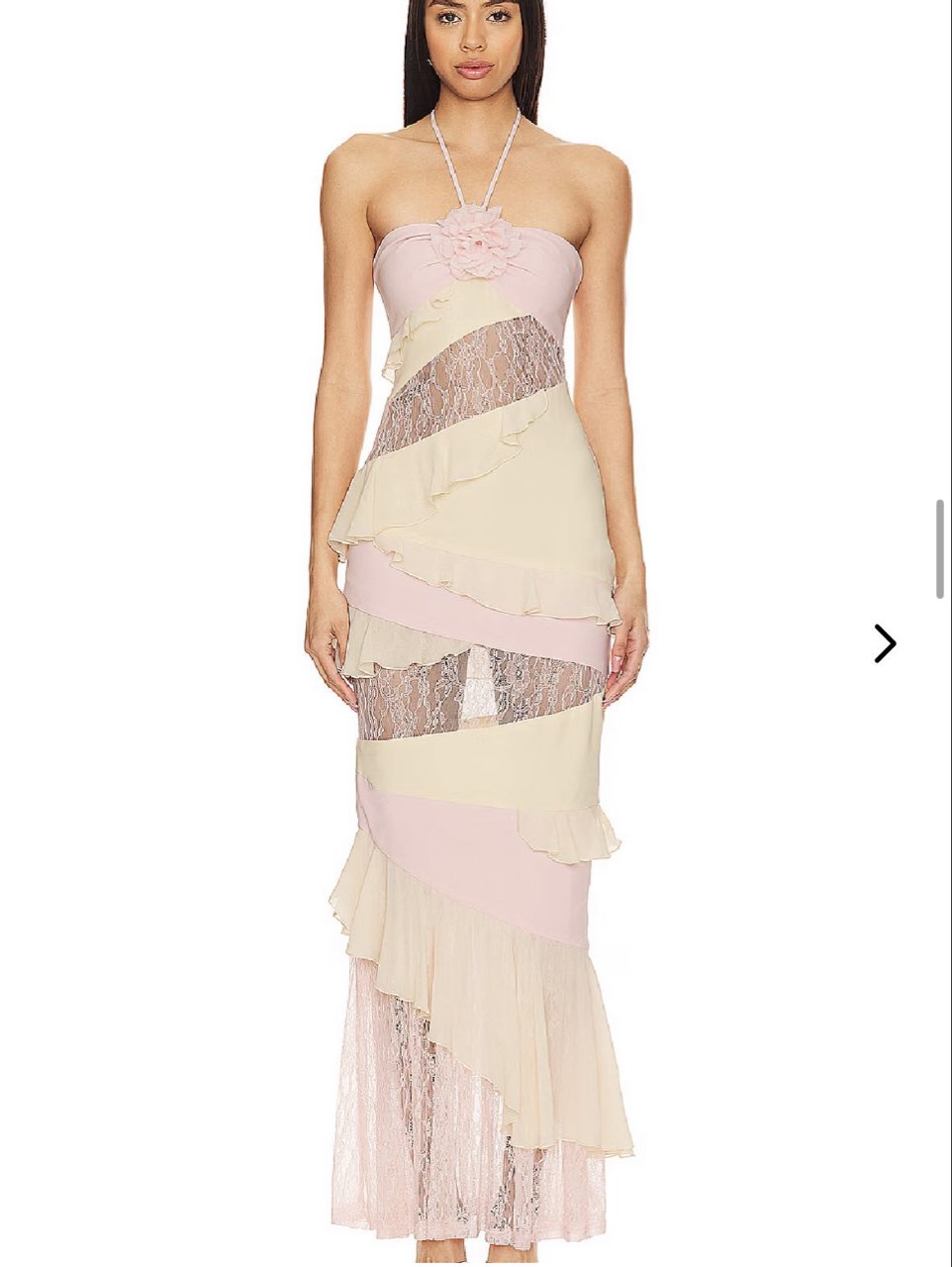 Pastel Lace Ruffle Maxi Dress